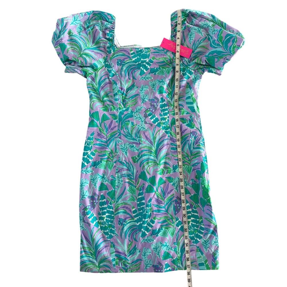 Lilly Pulitzer Lettie Mini Dress Puff Sleeve On the Chase Purple Iris 8 NWT $198 - Picture 7 of 15